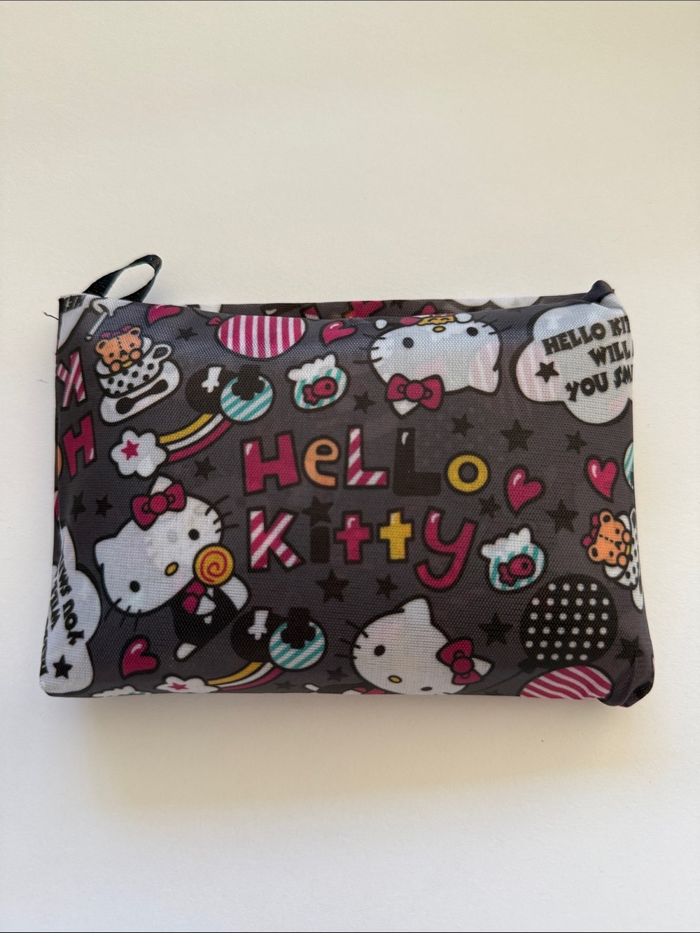 Hello Kitty Pink, White and Yellow Character Print Pouch